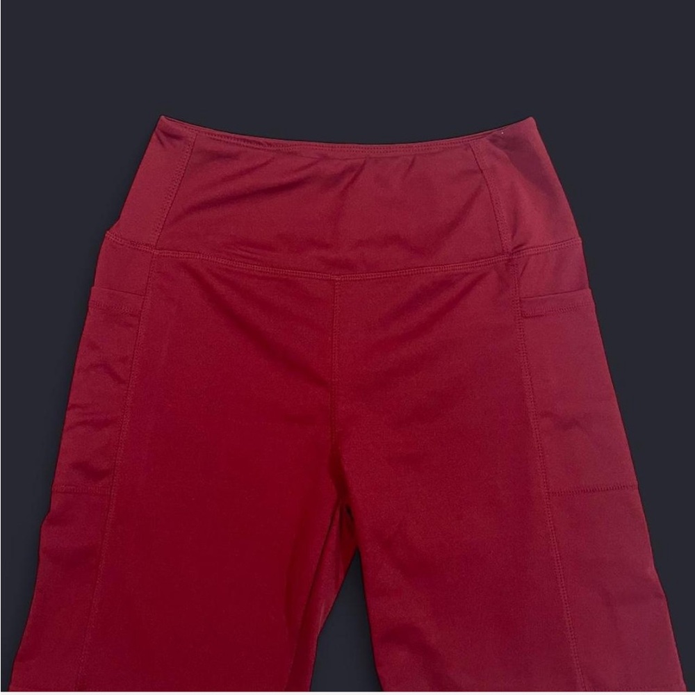 Red High-Waisted Biker Shorts